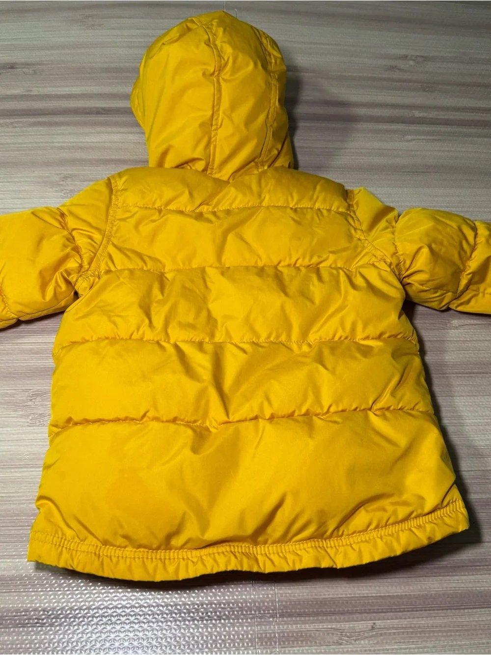 Old Navy 5T Toddler Yellow Puffer Coat Hooded Warm Fleece Lined Jacket